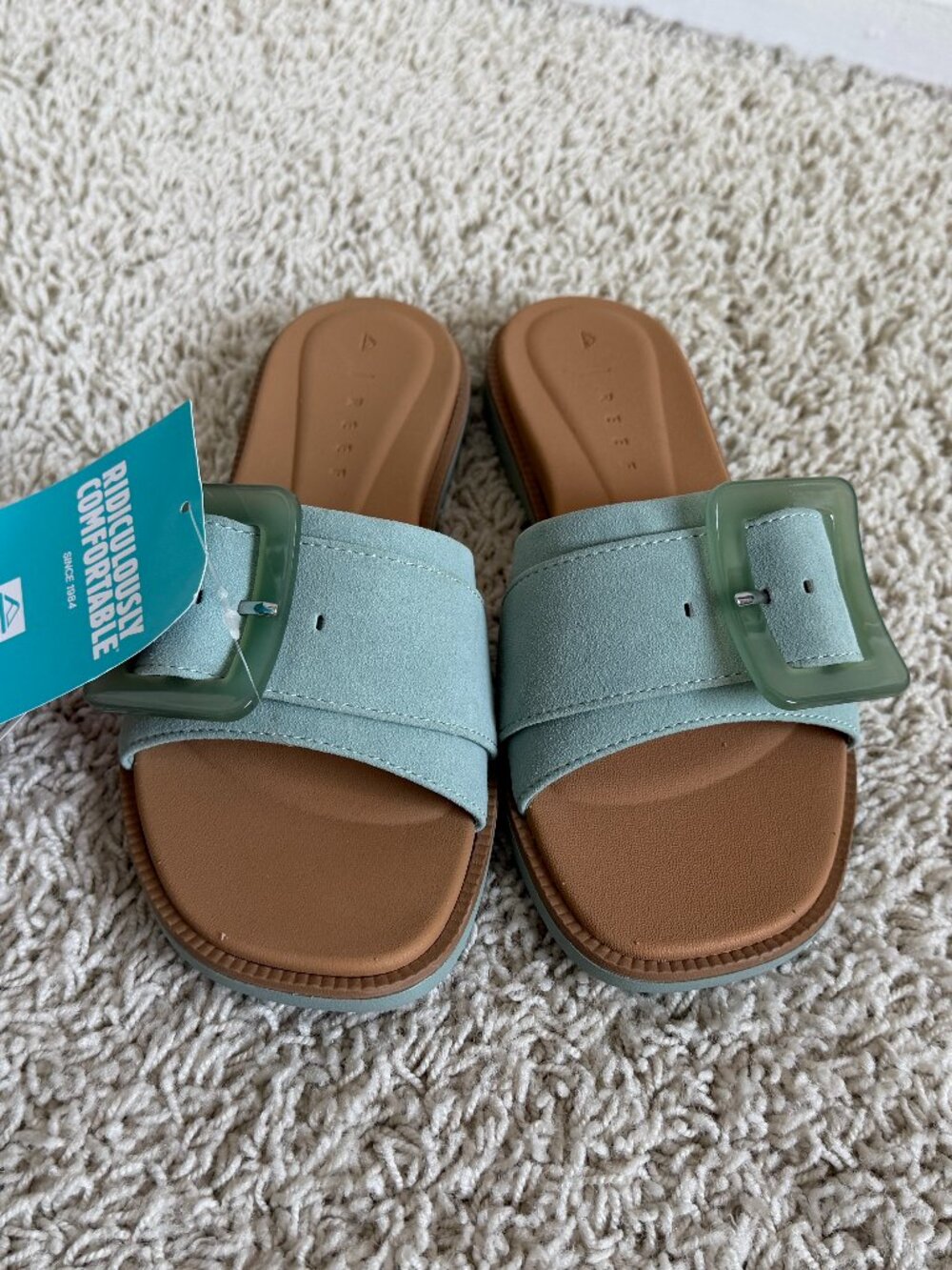 NWT Reef Sunny Emma Slide Sandals Buckle Green Size 7